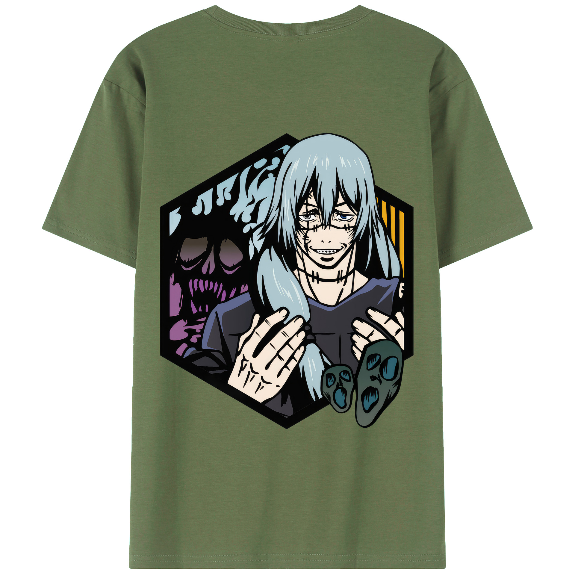 （画像用） 呪術廻戦 Jujutsu Kaisen 綿100％ メンズ半袖Tシャツ（バックプリント） 通気性